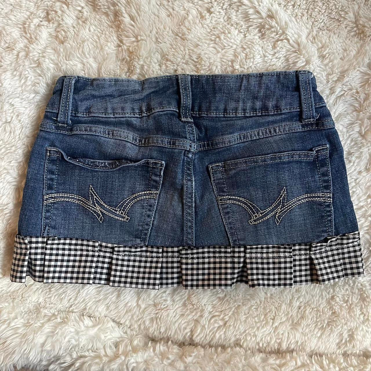 ୨୧ reworked OOAK vintage “sweetheart” princess micro mini denim skirt with trim and bow details