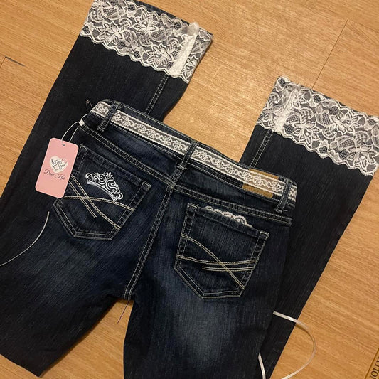 OOAK Princess Ribbon Jeans (with lace & bows)