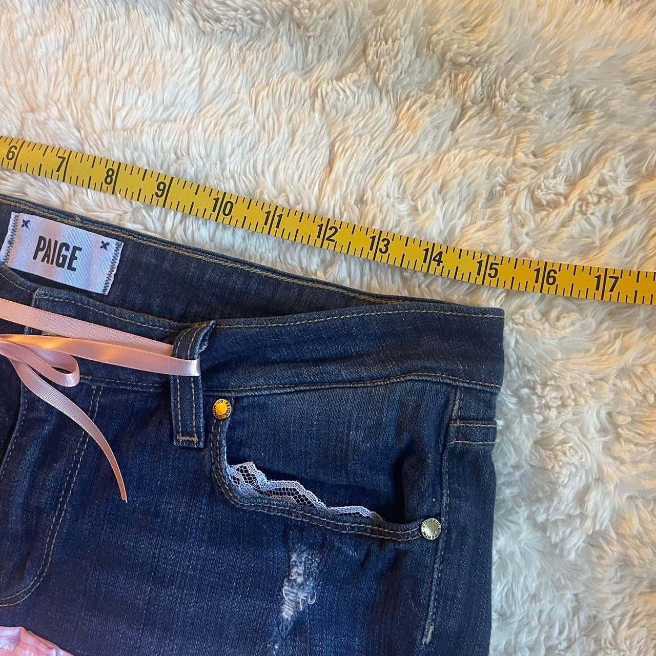 ୨୧ reworked OOAK vintage micro mini denim skirt with trim and baby pink bow details