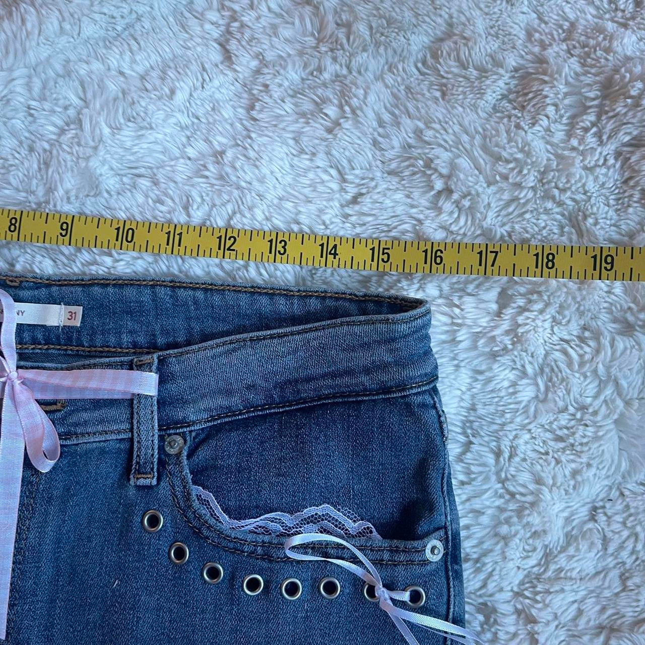 reworked y2k OOAK vintage micro mini denim skirt with gingham trim and baby pink bow details