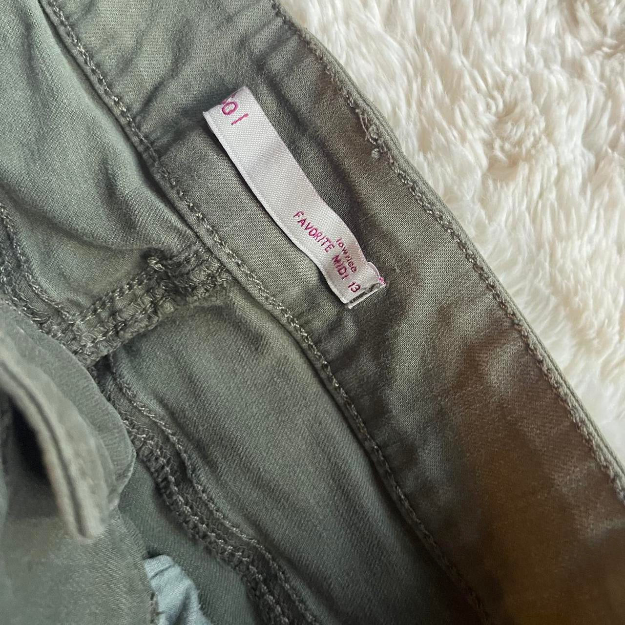 ୨୧ reworked OOAK vintage khaki cutie micro mini denim skirt with satin trim and white bow details