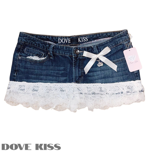 Reworked/Upcycled Mini Skirt (with lace & embellishments)