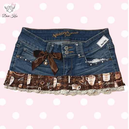 𓏲ּ𝄢 ‘Cappuccino Cutie’ 2000s Micro Mini Skirt - SIZE XXS