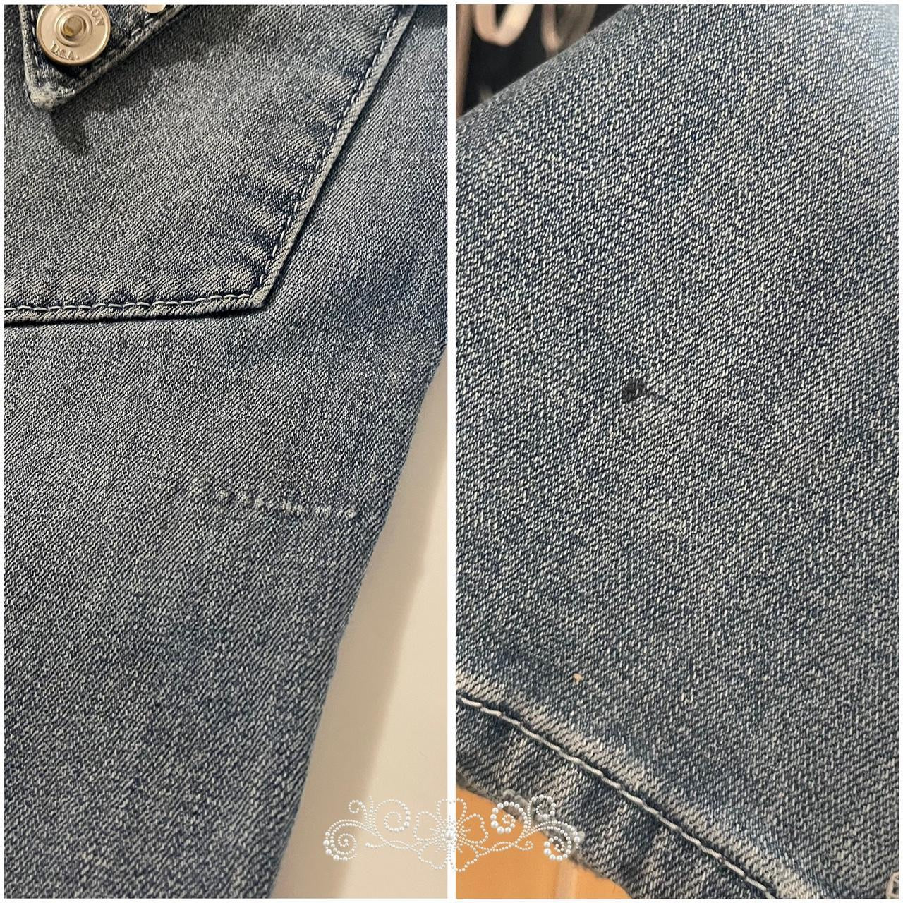 ୨୧ “𝑽𝒂𝒍𝒊𝒂” by Dove Kiss 2000s OOAK white ribbon flare jeans