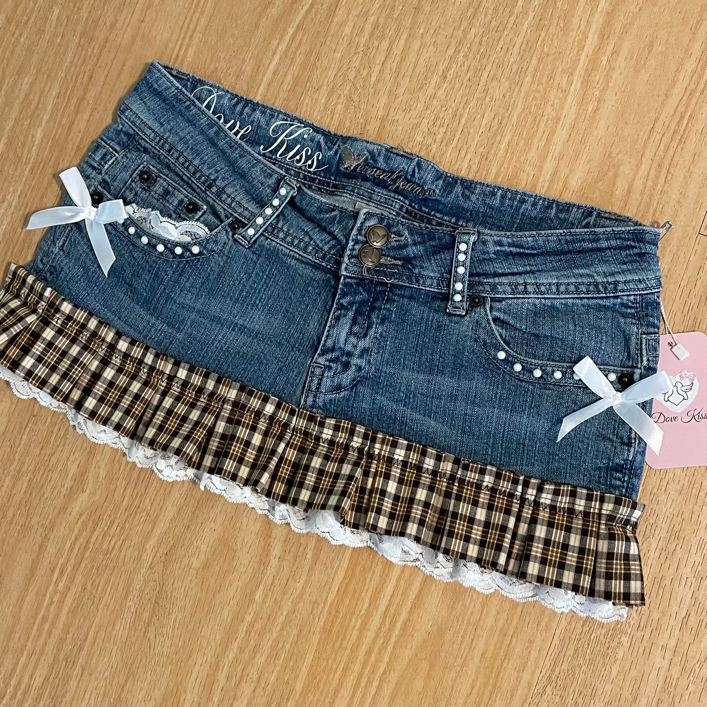 Reworked/Upcycled 70s Brooklyn Baby Diva Mini Skirt (with lace & embellishments)