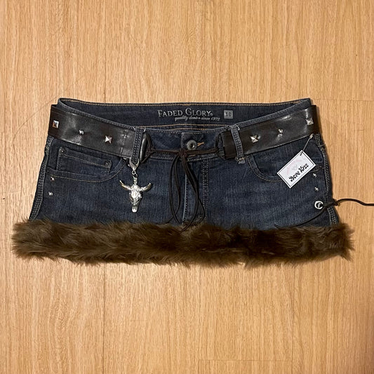 ୨୧ reworked OOAK y2k grunge micro mini skirt