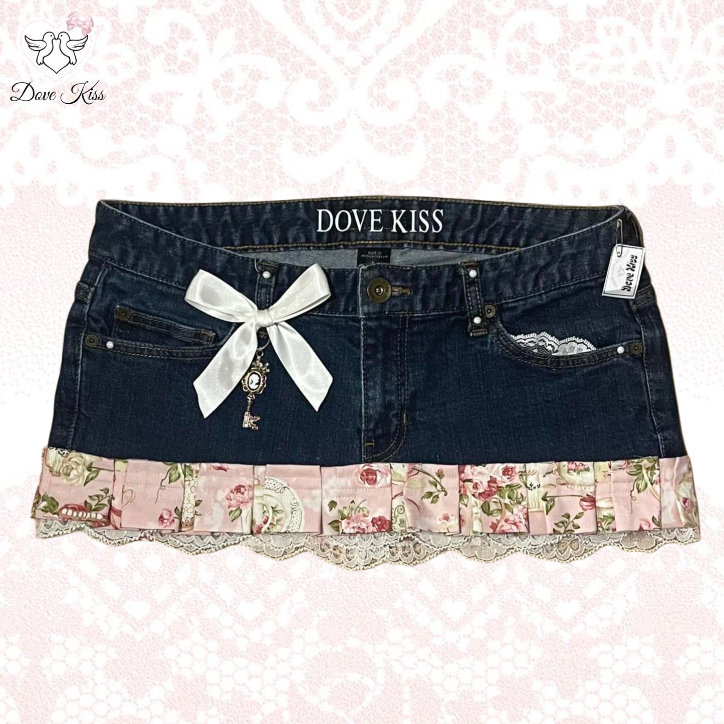 𓏲ּ𝄢 Royal Kawaii Princess Mini Denim Skirt - SIZE L