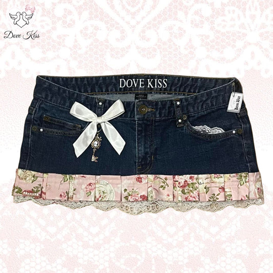 𓏲ּ𝄢 Royal Kawaii Princess Mini Denim Skirt - SIZE L