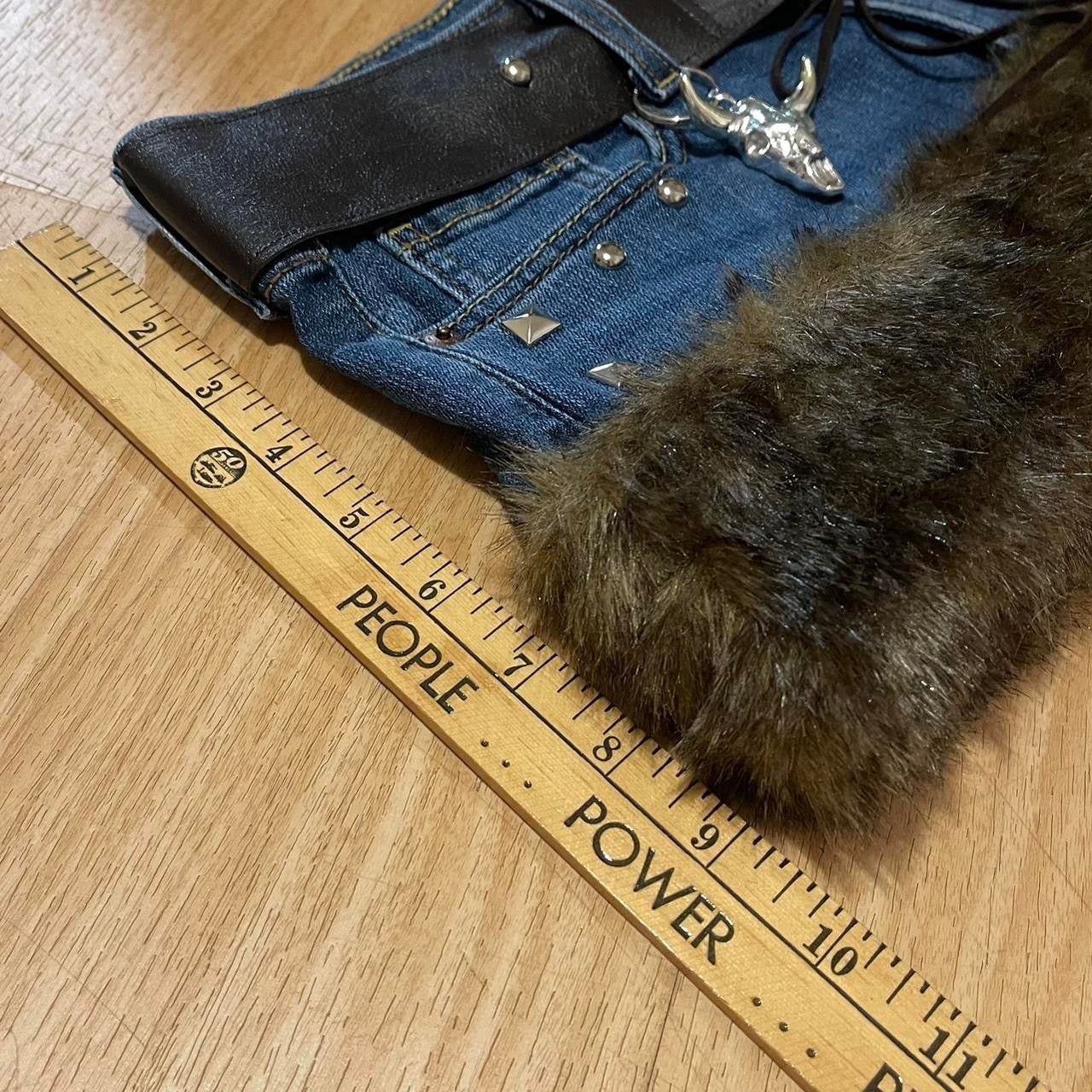 ୨୧ OOAK 2000s Grunge Princess Upcycled Micro Mini Faux Fur Trim Skirt - SIZE M