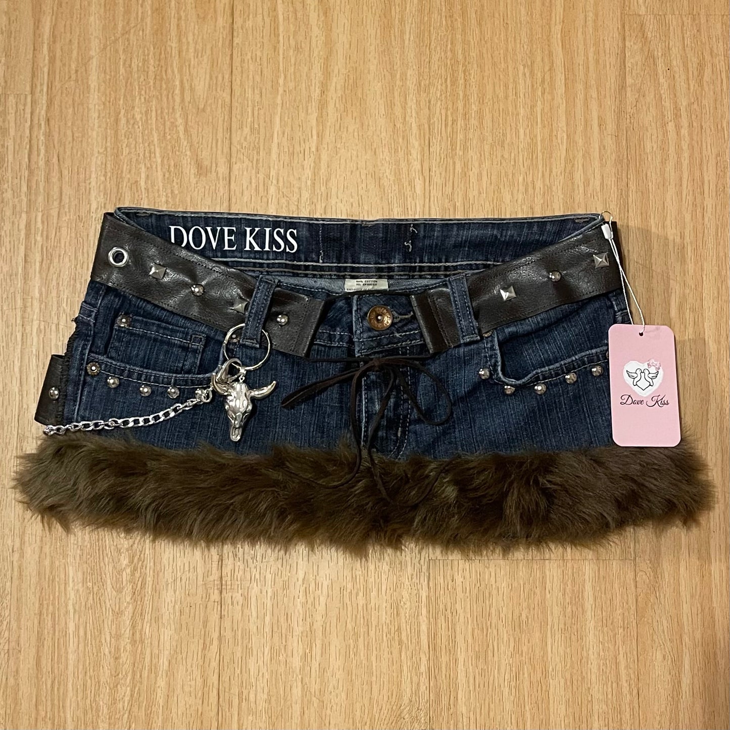 ୨୧ Grunge Gyaru Princess Micro Mini Faux Fur Trim Skirt - SIZE S