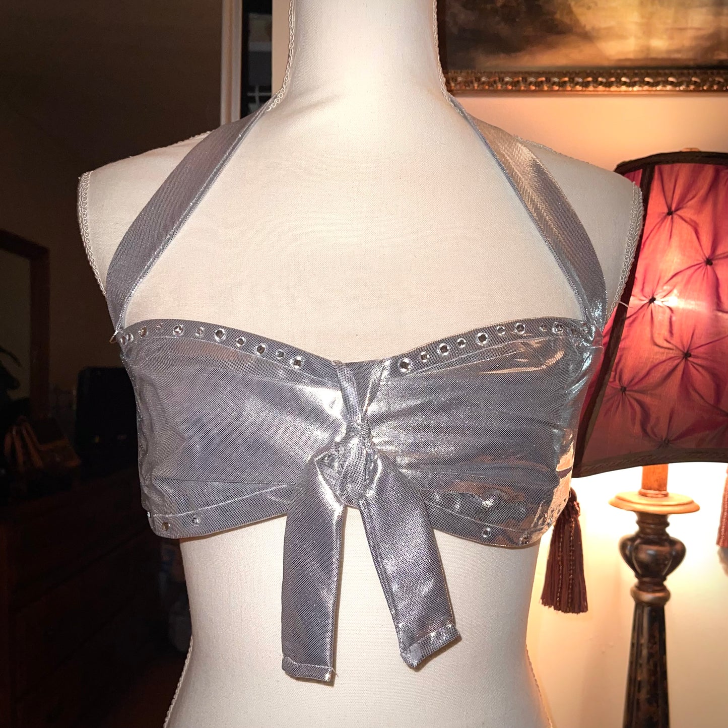 “Divalicious” Rhinestone Bralette in Silver
