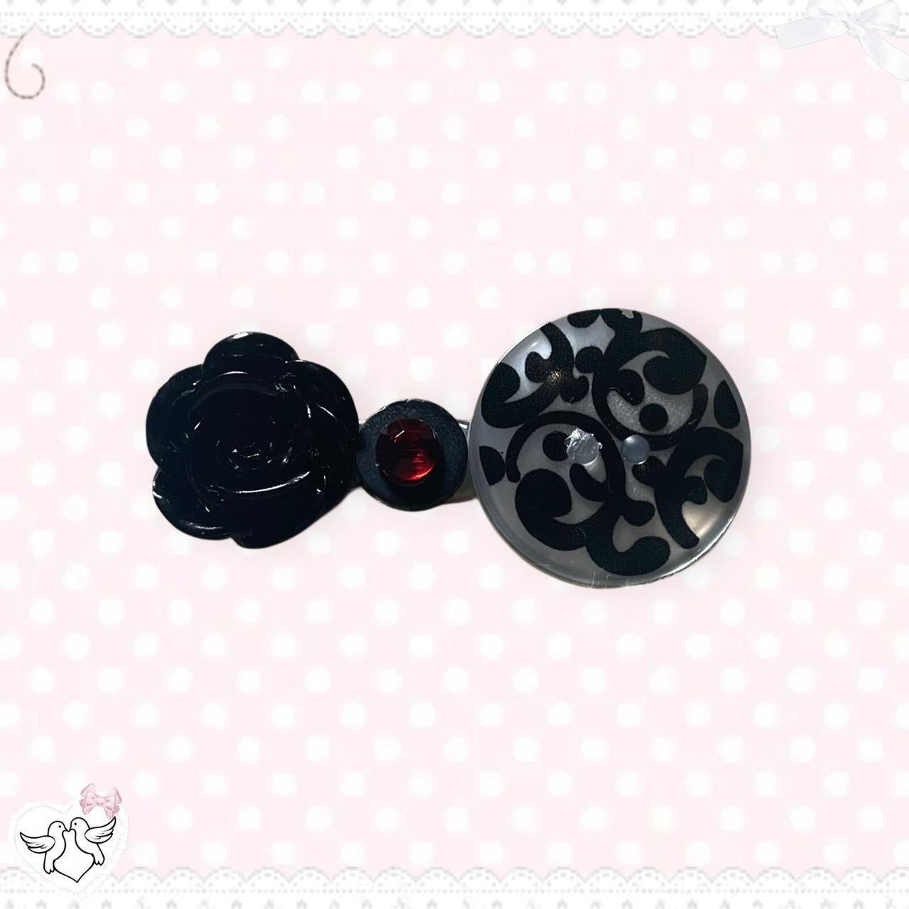 "ETERNAL BLOOM" In Black Mini Hair Clip ୨୧