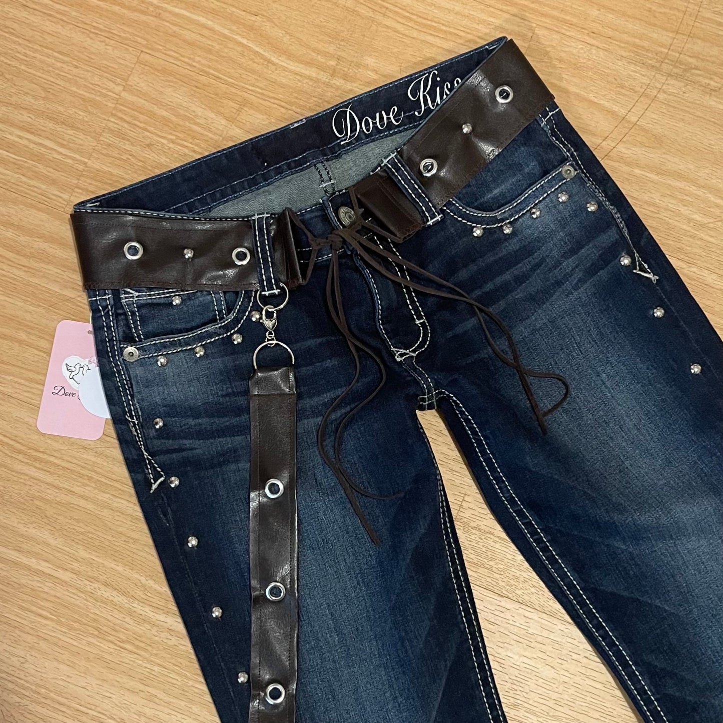 ROCKSTAR DIVA Reworked/Upcycled Leopard Flare Jeans - SIZE 6