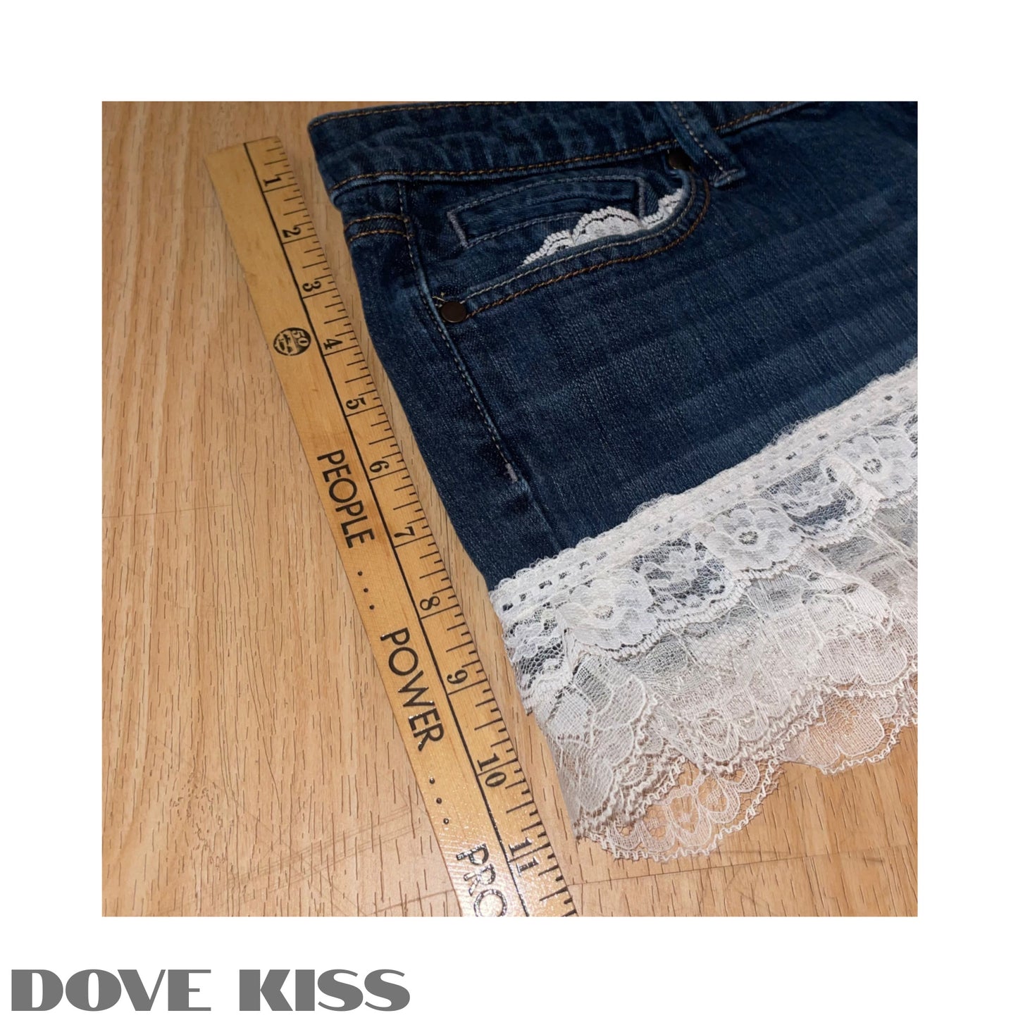 Reworked/Upcycled Mini Skirt (with lace & embellishments)