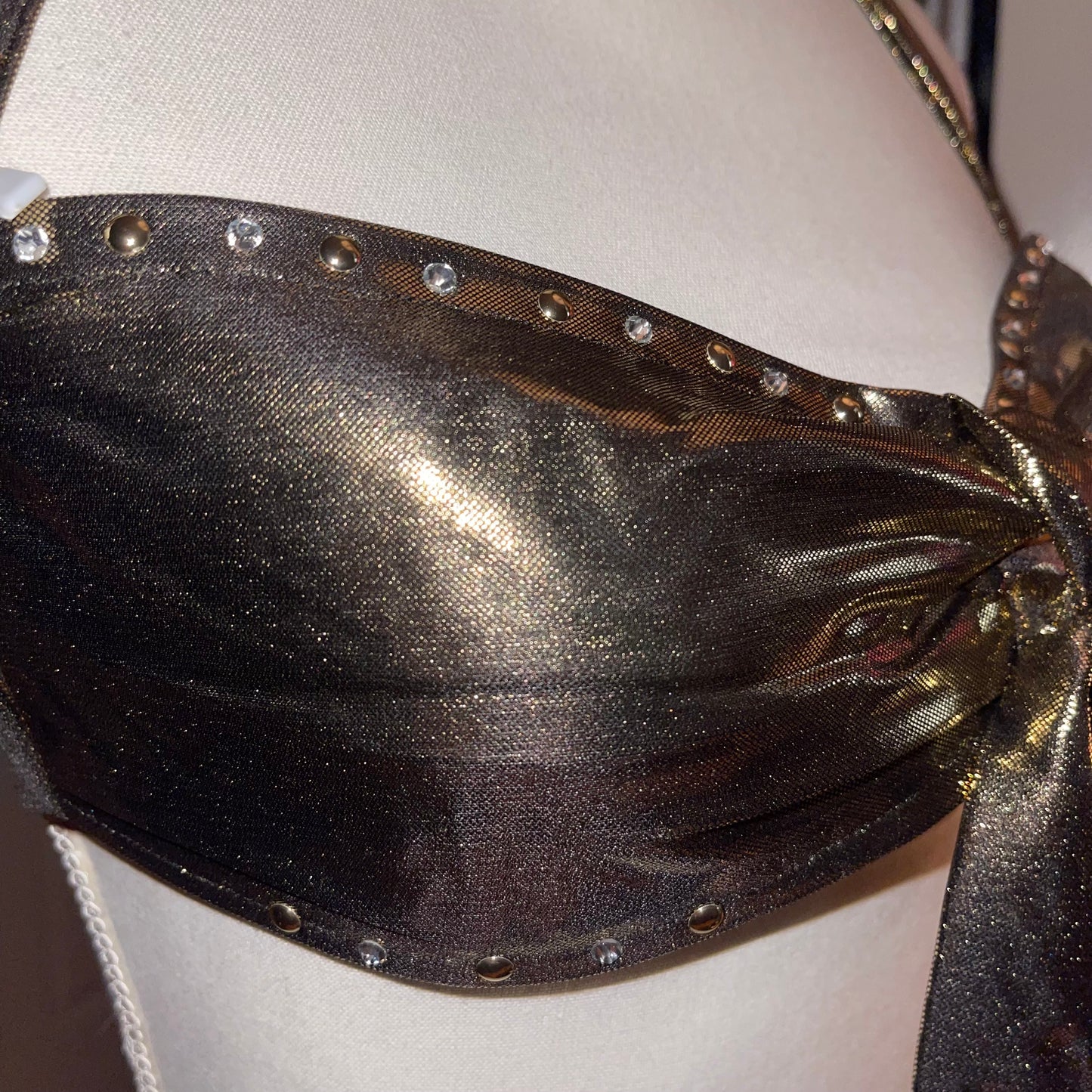 “Divalicious” Rhinestone Bralette in Gold