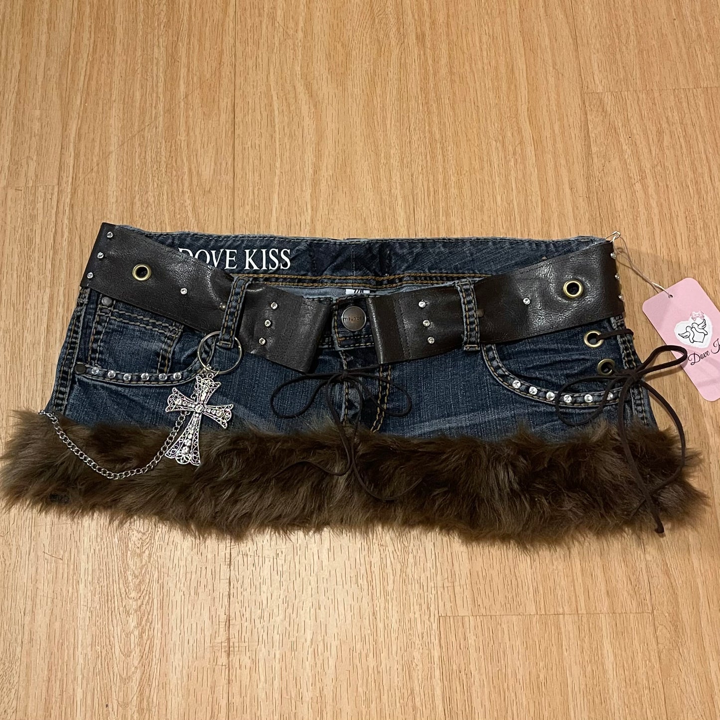 ୨୧ Grunge Gyaru Princess Micro Mini Faux Fur Trim Skirt - SIZE M/L