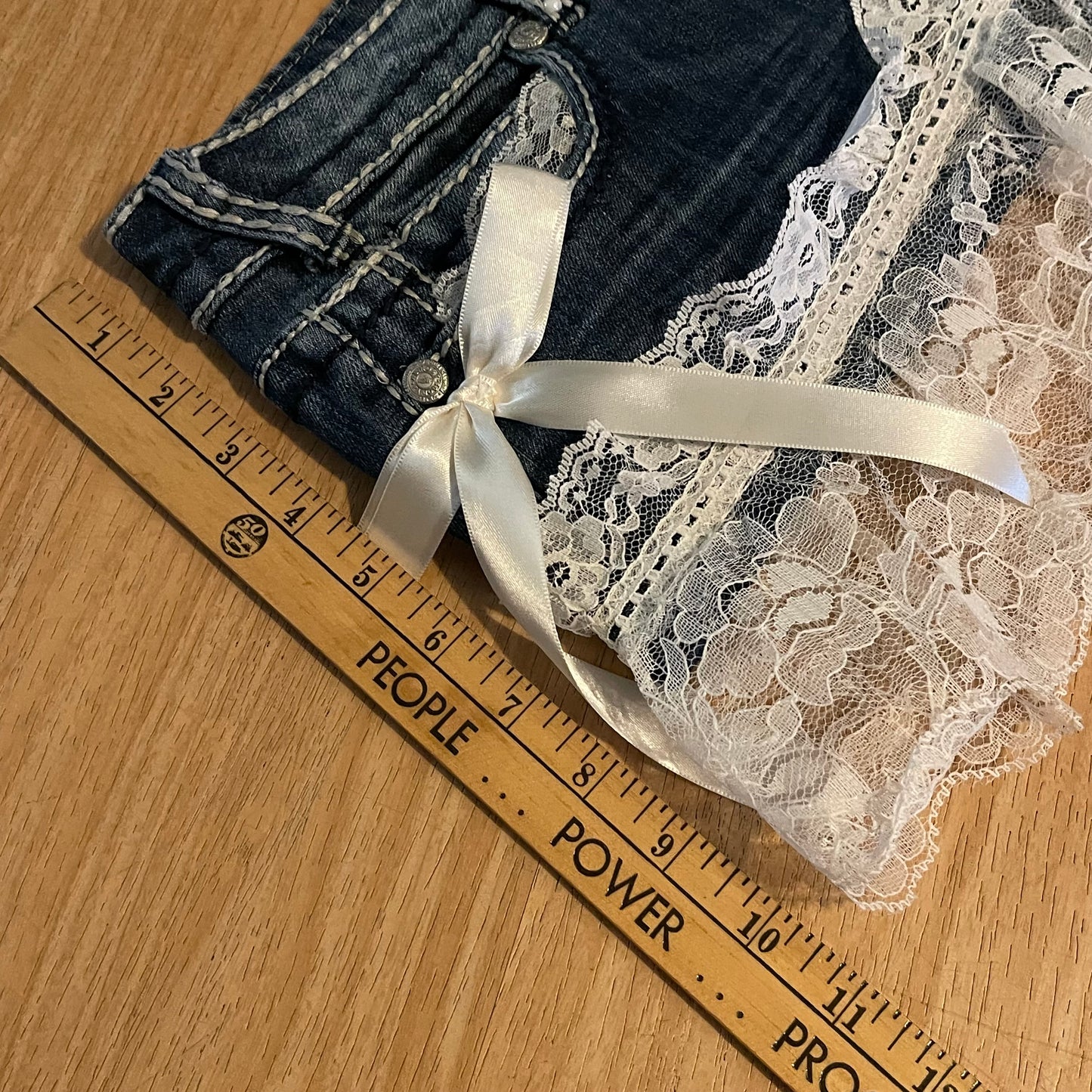Reworked/Upcycled Mini Skirt (with lace & embellishments)