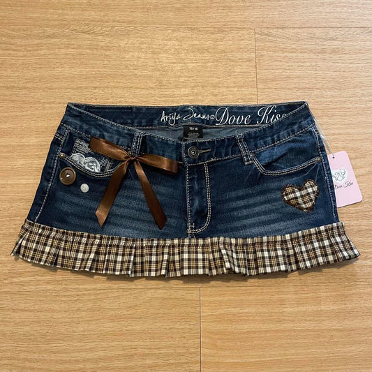 Reworked/Upcycled 70s Brooklyn Baby Princess Mini Skirt (with lace & embellishments)