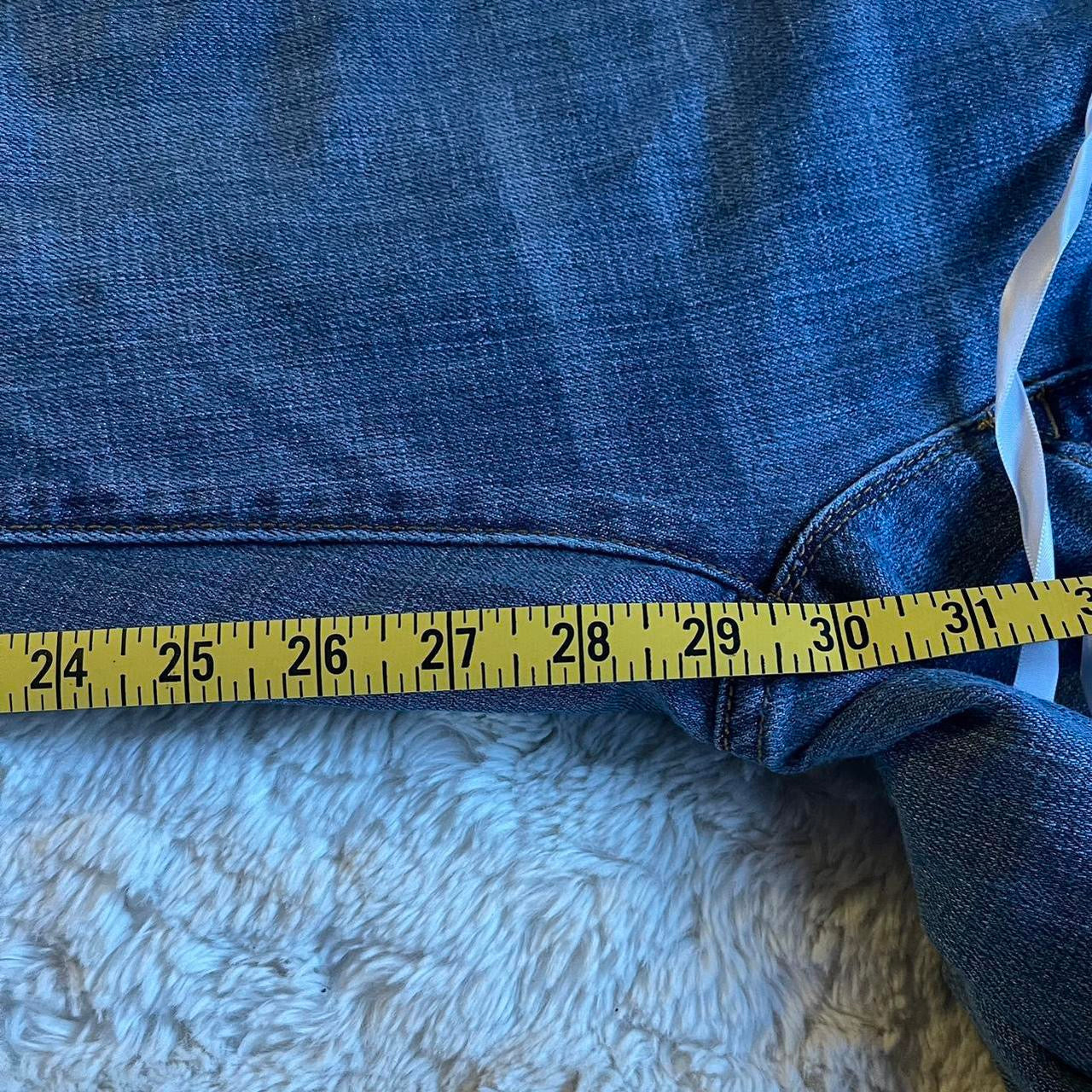 ୨୧ reworked vintage princess OOAK ribbon flare jeans with buttons, heart patch, contrast stitching, lace & bows