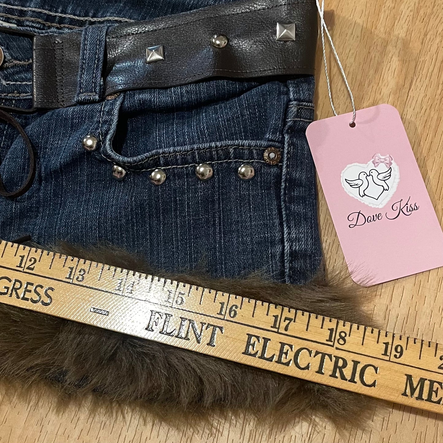 ୨୧ Grunge Gyaru Princess Micro Mini Faux Fur Trim Skirt - SIZE S