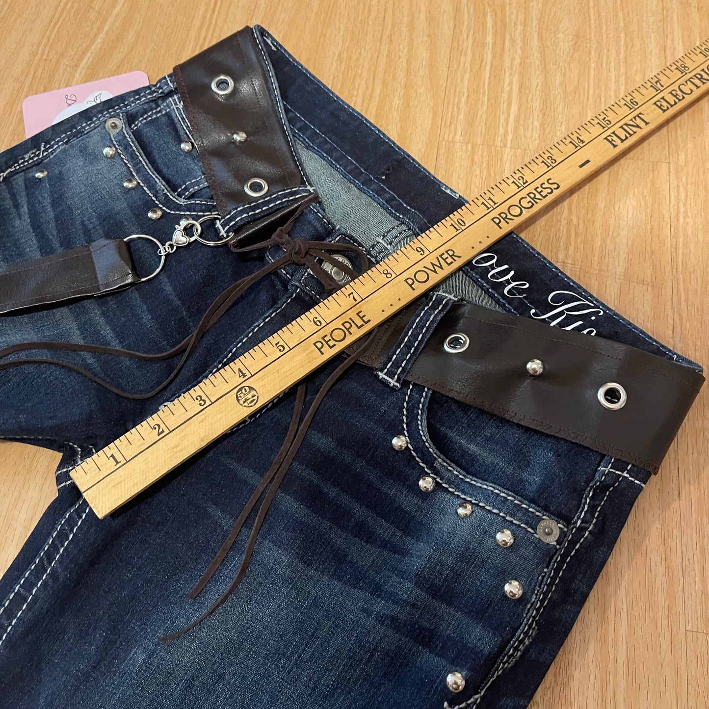 ROCKSTAR DIVA Reworked/Upcycled Leopard Flare Jeans - SIZE 6