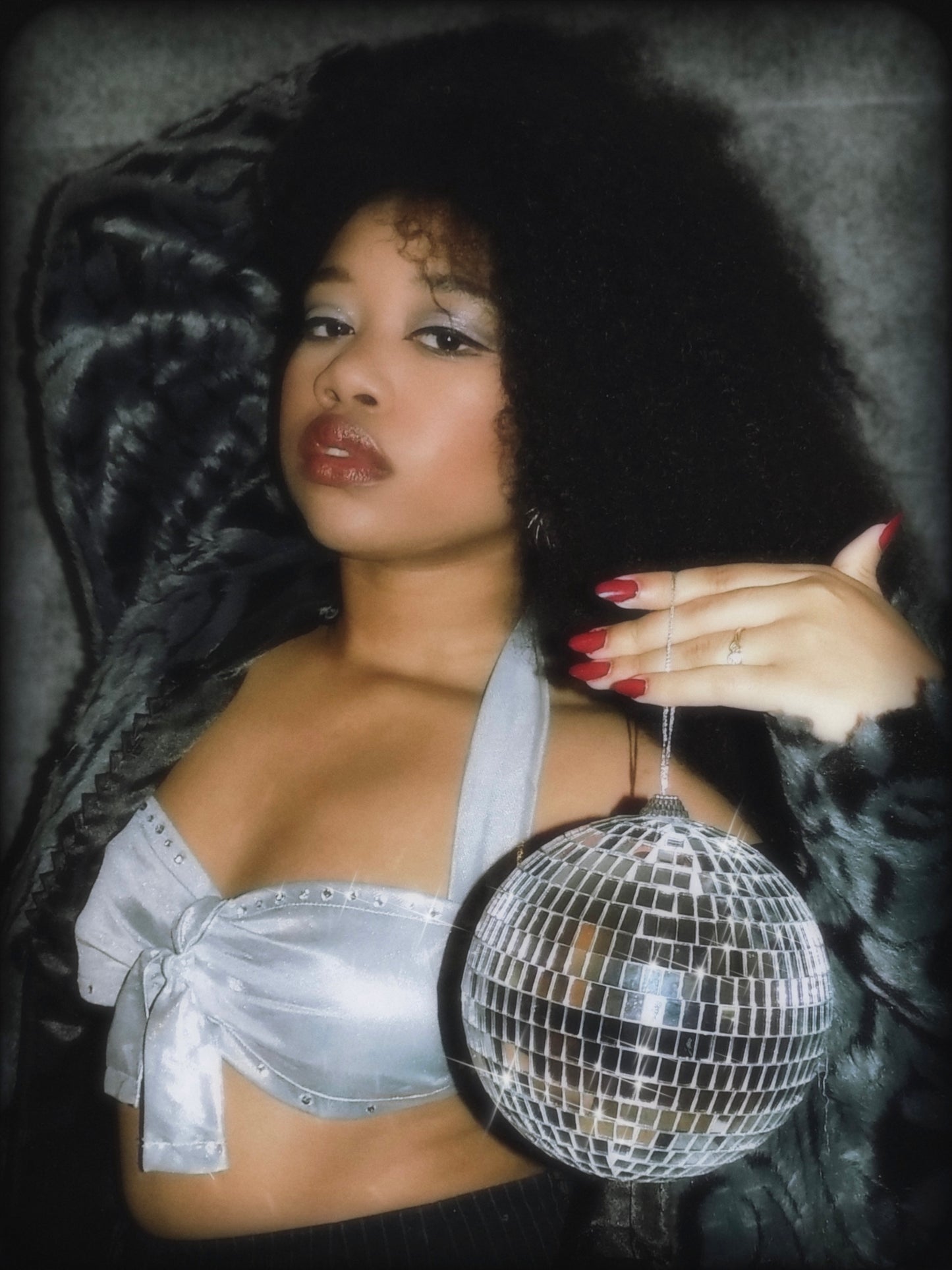 “DIVALICIOUS” Rhinestone Halter Top Bralette in Silver