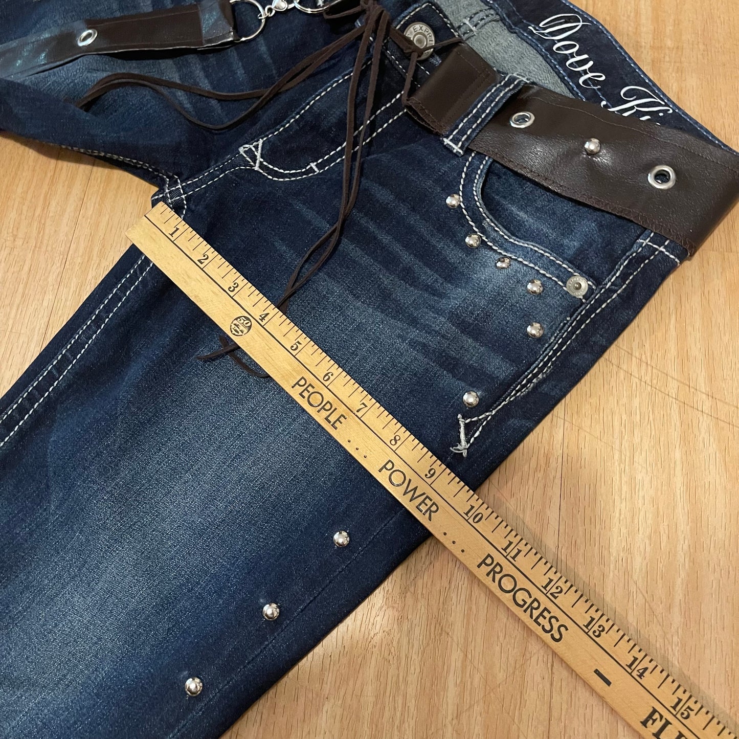 ROCKSTAR DIVA Reworked/Upcycled Leopard Flare Jeans - SIZE 6