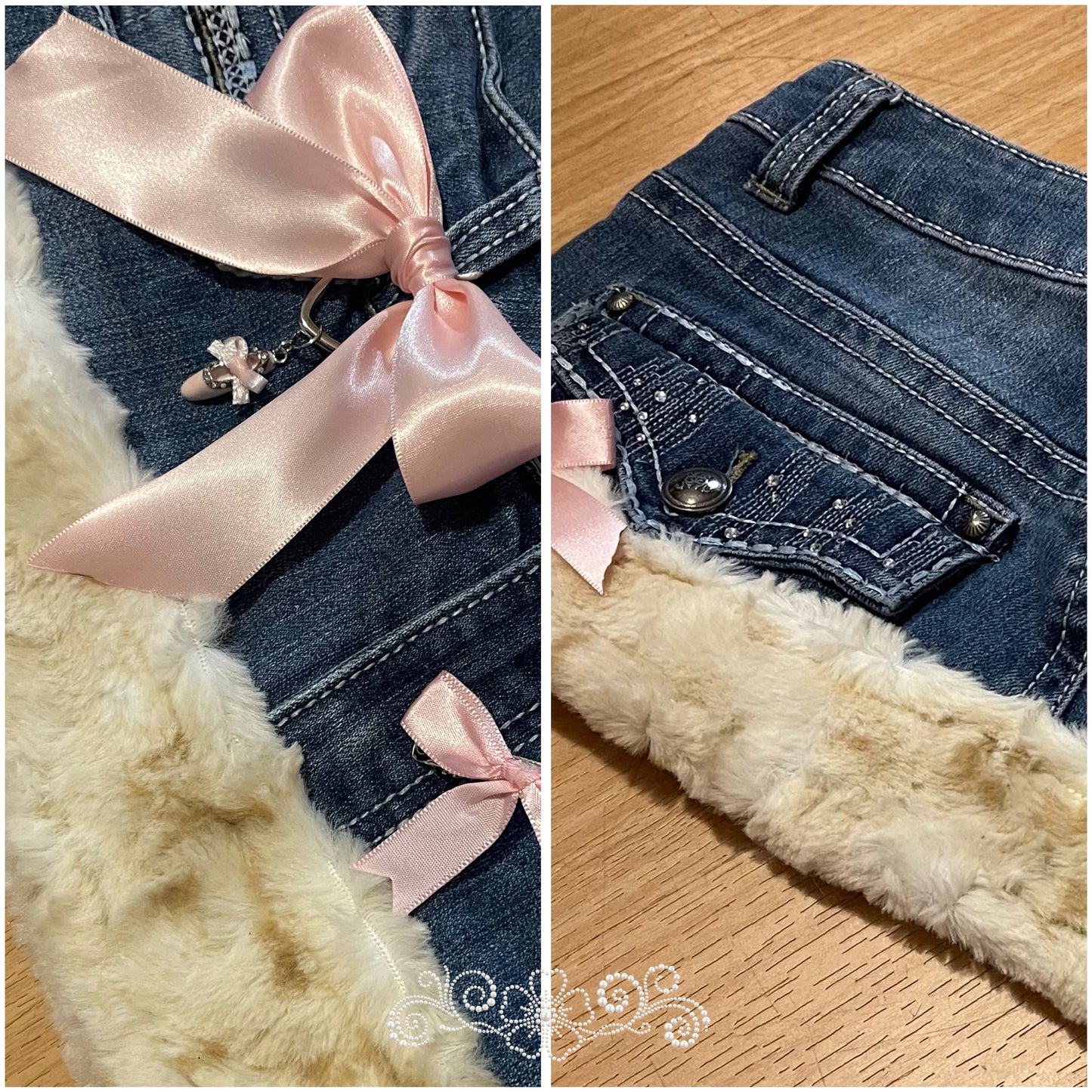 reworked OOAK 2000s ballet princess micro mini fur trim skirt ୨୧