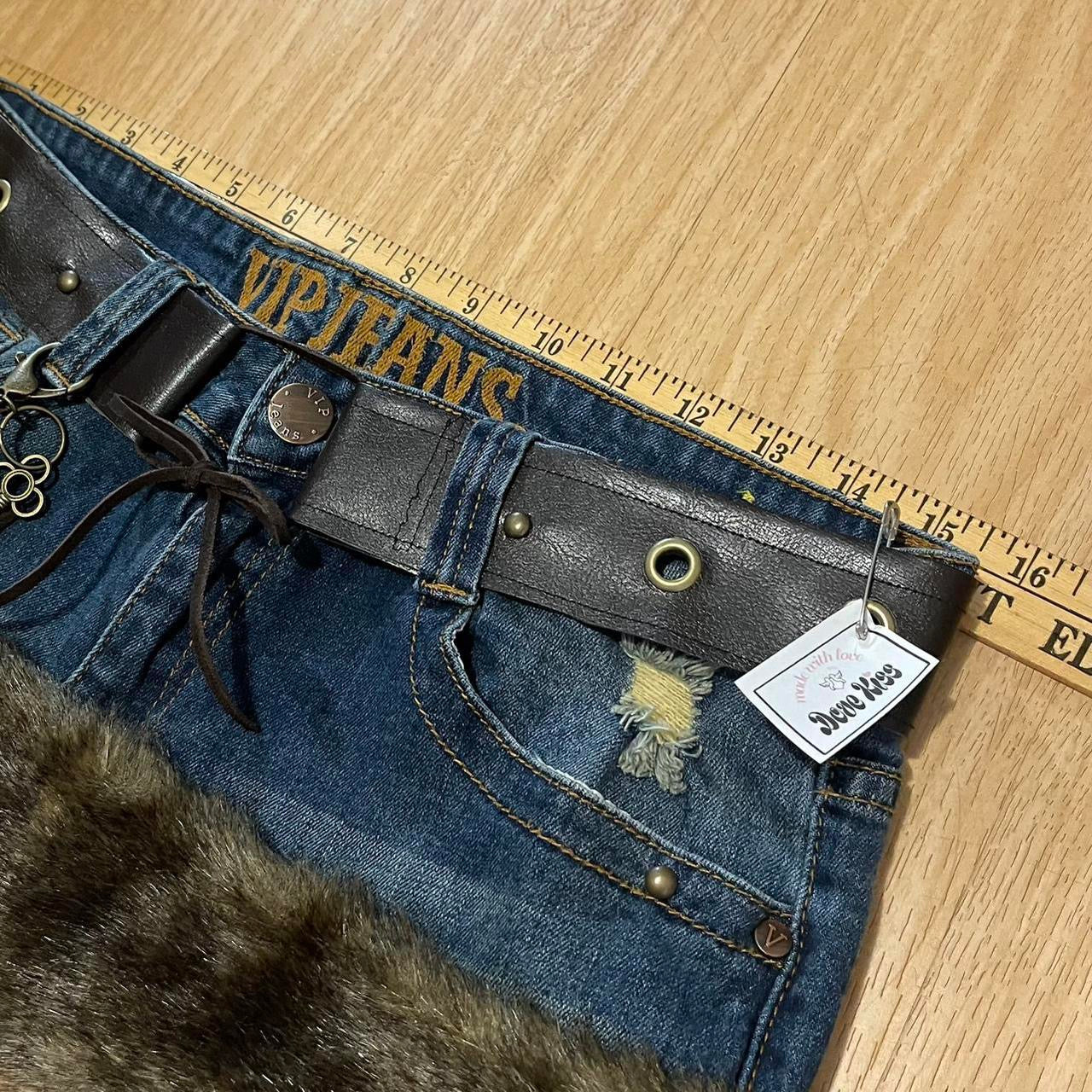 𓏲ּ𝄢 Grunge Faux Fur Trim Micro Mini Skirt - SIZE M