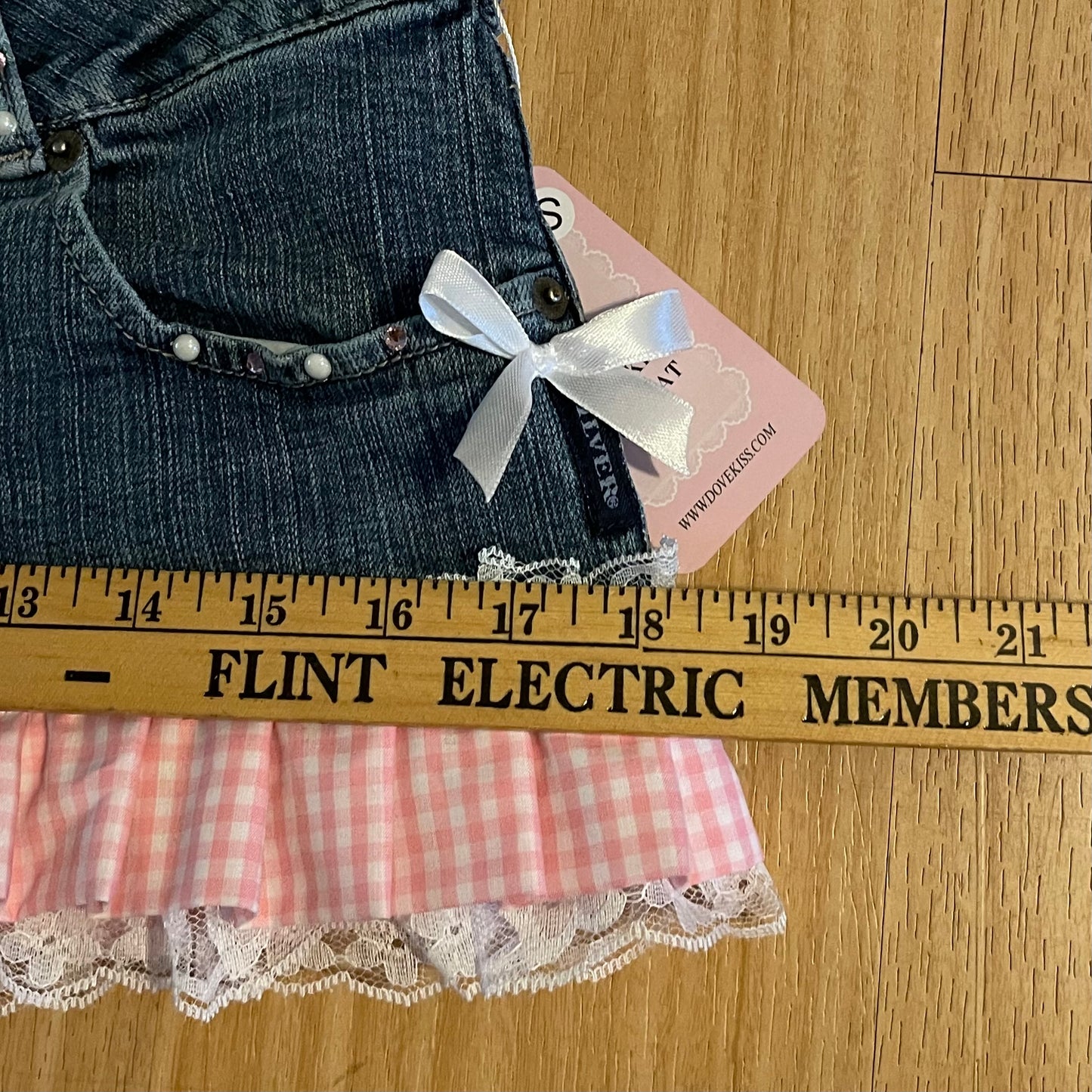 Reworked/Upcycled Diva Country Coquette Mini Skirt (with lace & embellishments)