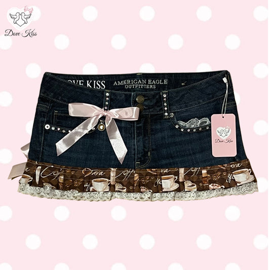 𓏲ּ𝄢 ‘Cappuccino Cutie’ hime gyaru princess micro mini skirt - SIZE M
