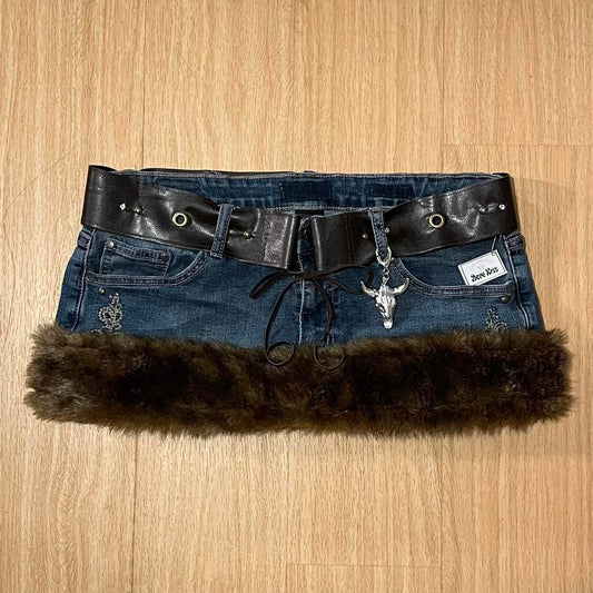 ୨୧ reworked OOAK y2k grunge micro mini skirt