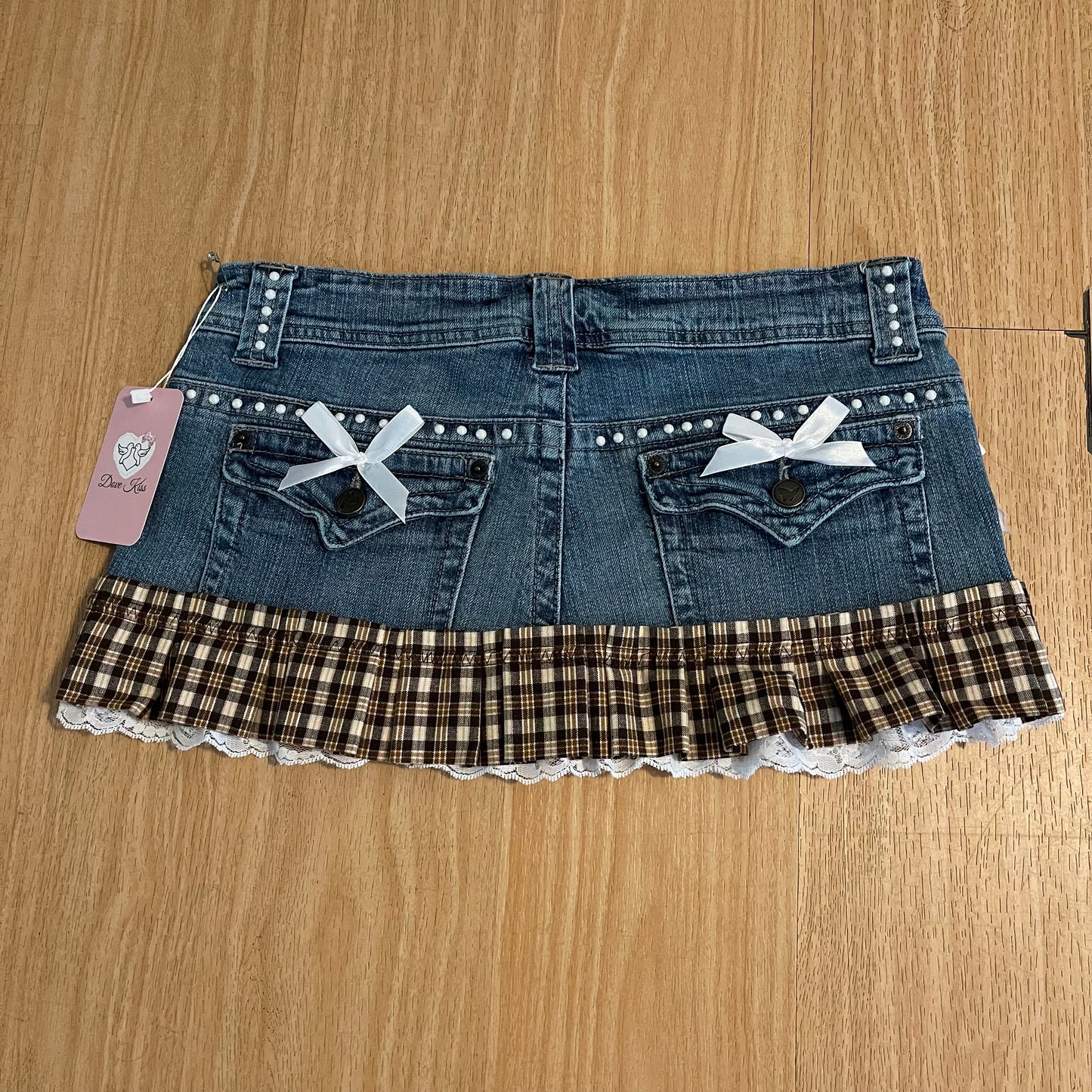 Reworked/Upcycled 70s Brooklyn Baby Diva Mini Skirt (with lace & embellishments)