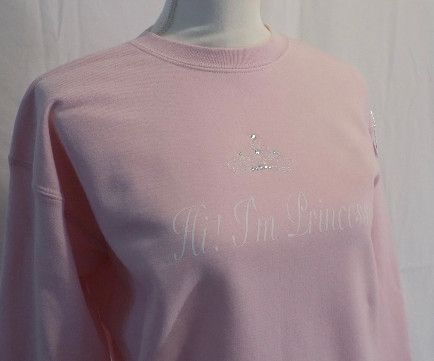 𓏲ּ𝄢 ‘Hi! I’m Princess’ Baby Pink Sweatshirt with Rhinestones