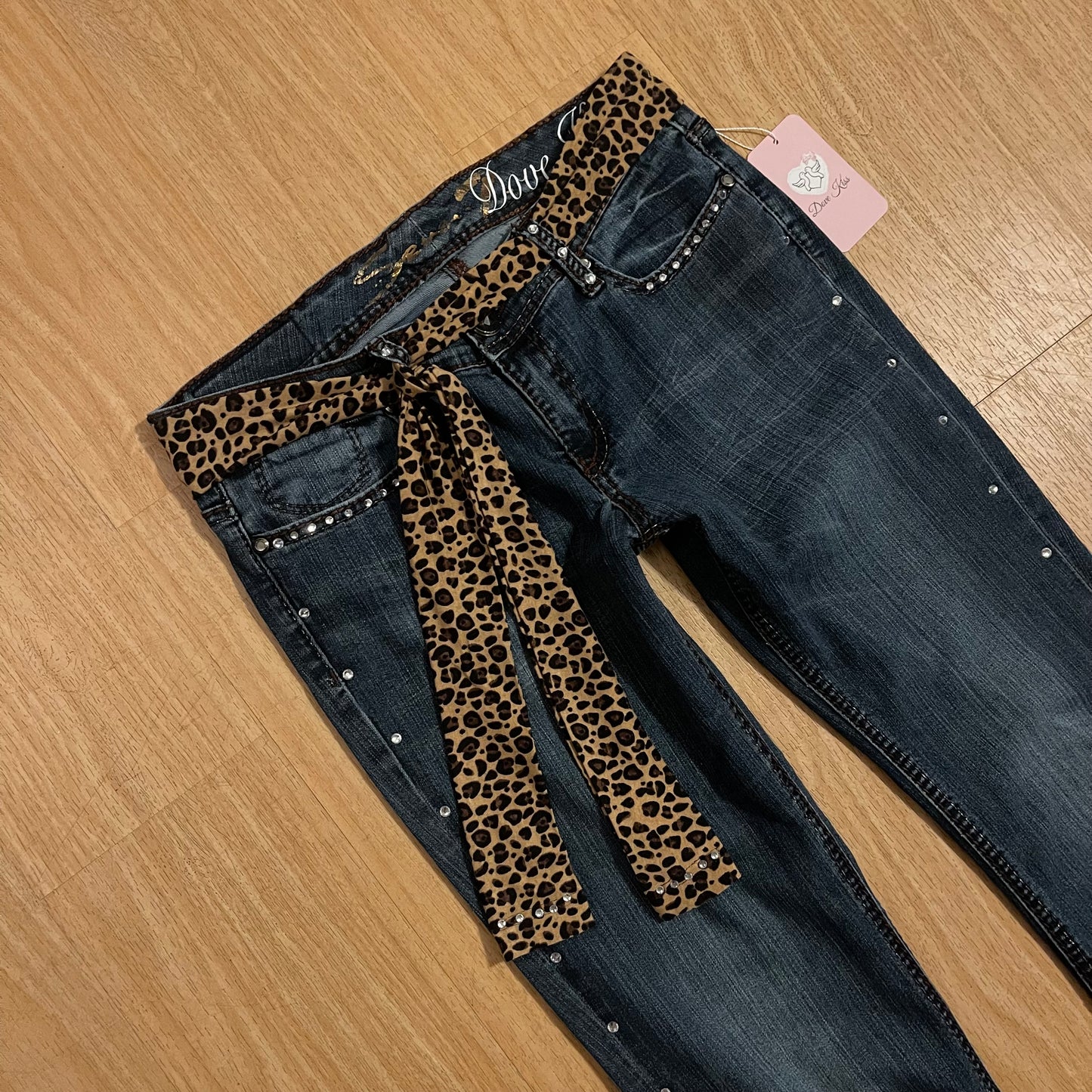 Reworked/Upcycled 80s Diva OOAK Jeans (with belt and embellishments)