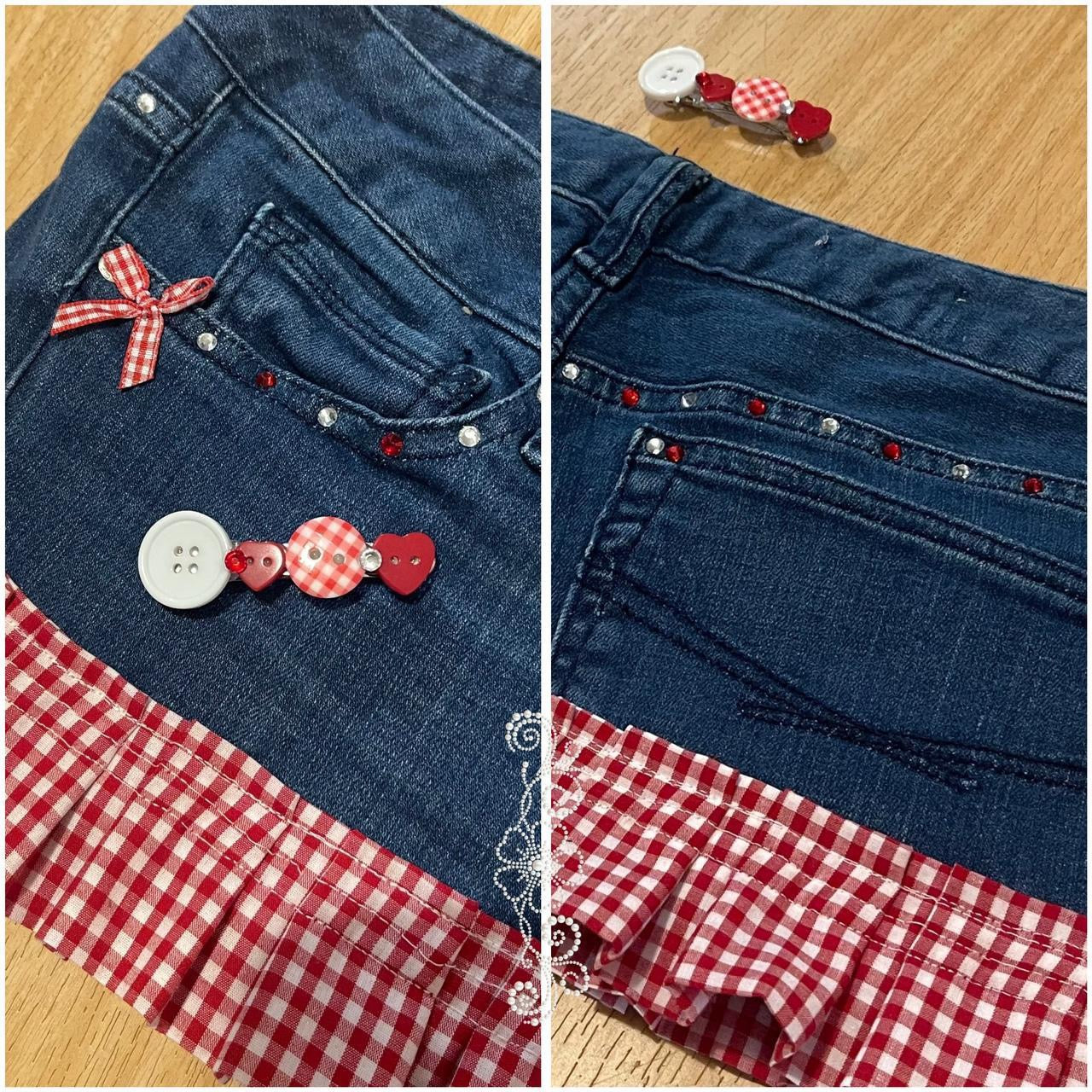 ୨୧ Dove Kiss 2000s farmers daughter mini denim skirt with matching hair clip
