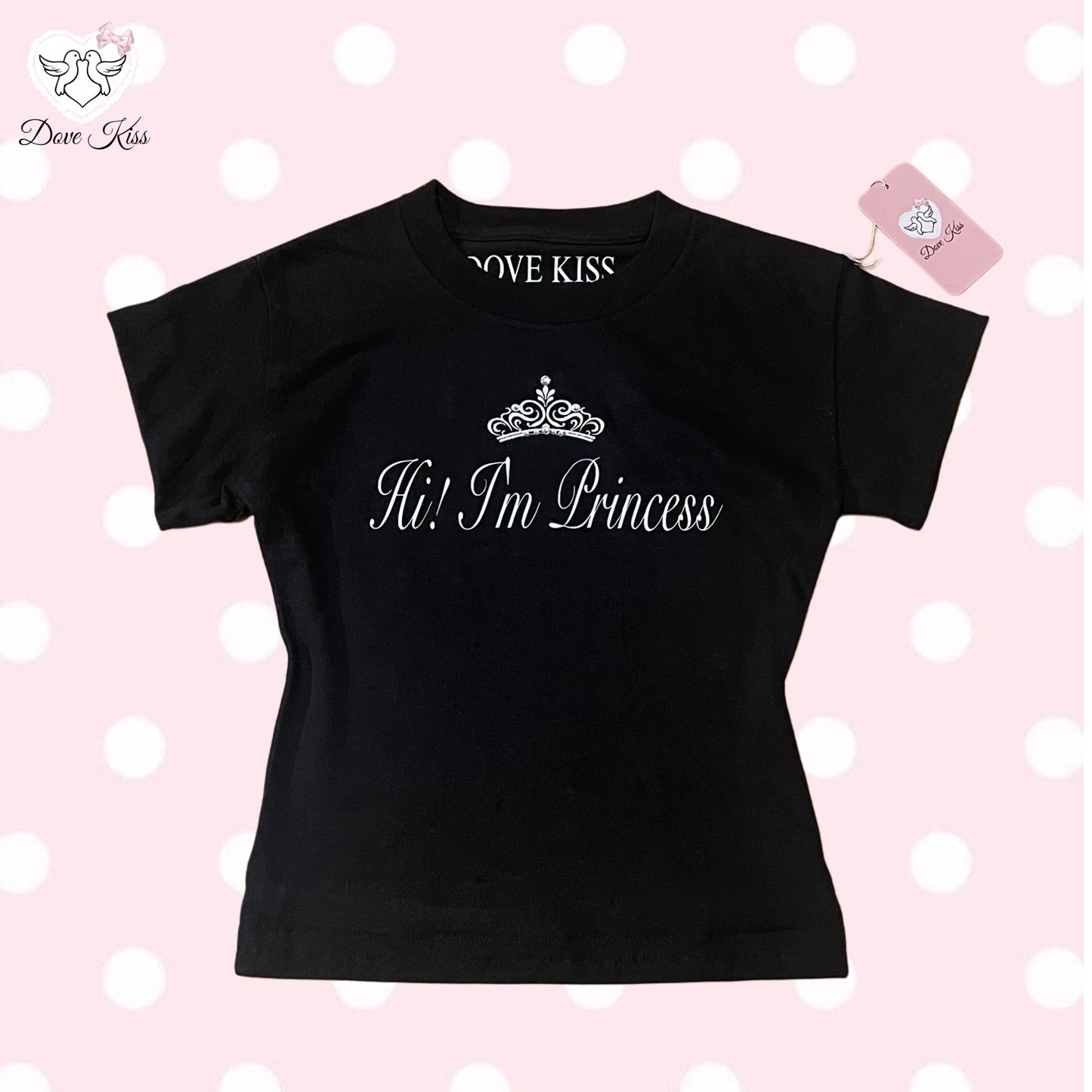 𓏲ּ𝄢  *DISCOUNTED* ‘Hi! I’m Princess’ baby tee with rhinestones