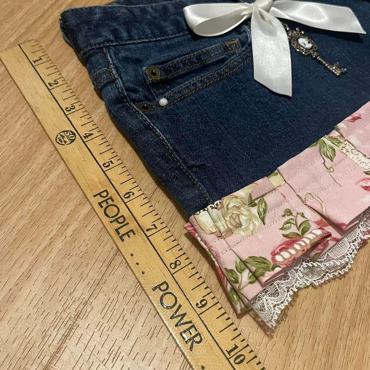 𓏲ּ𝄢 Royal Kawaii Princess Mini Denim Skirt - SIZE L