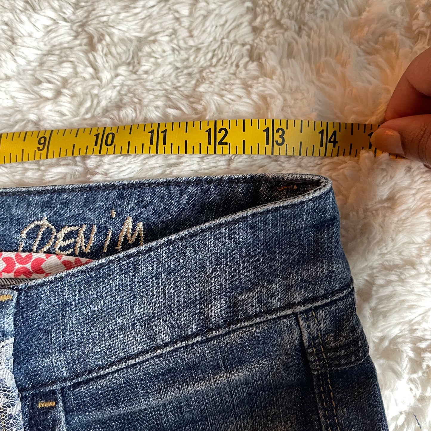 reworked OOAK 2000s coquette milkmaid princess denim micro mini skirt with ruffles & ribbons ୨୧