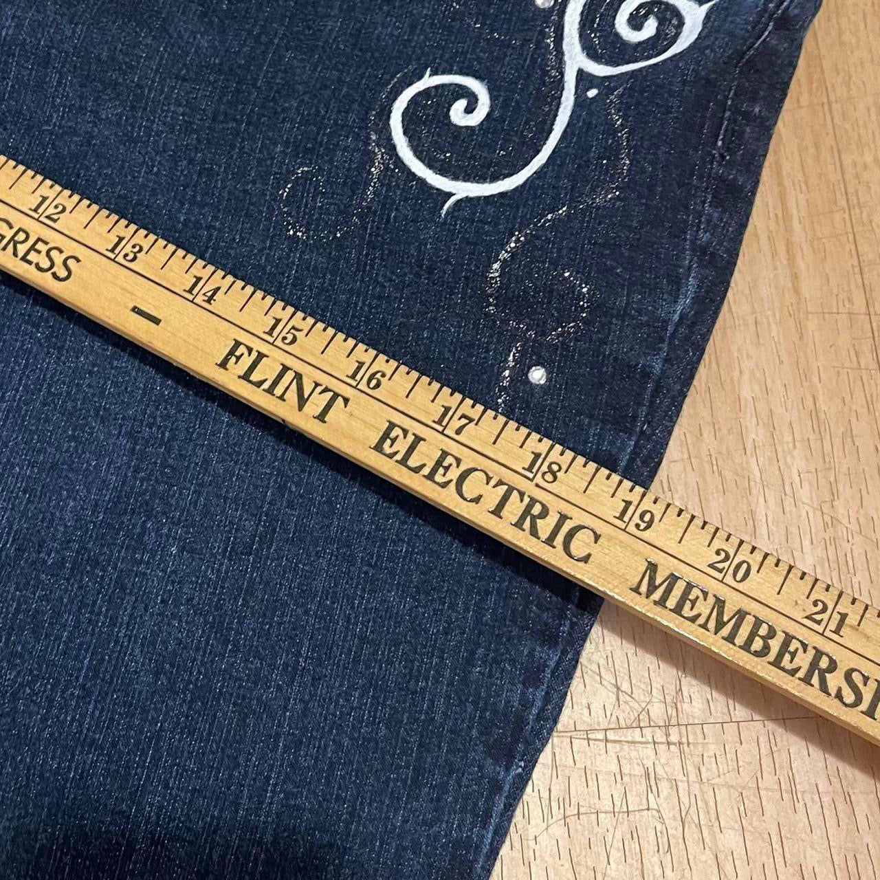 𓏲ּ𝄢 𝐃𝐎𝐕𝐄 𝐊𝐈𝐒𝐒 “Dottie Darling” 2000s whimsy princess ribbon ultra flare jeans