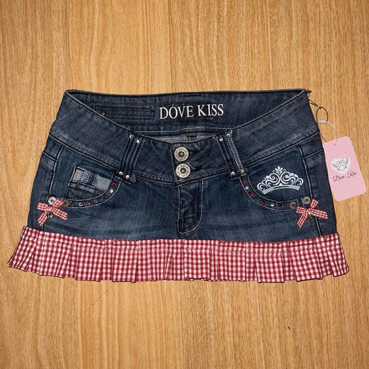 Reworked/Upcycled Y2K Farmer’s Daughter Princess Micro Mini Skirt