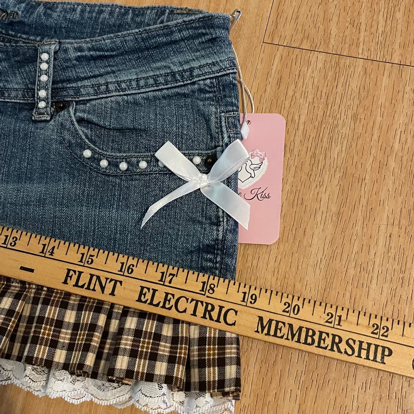 Reworked/Upcycled 70s Brooklyn Baby Diva Mini Skirt (with lace & embellishments)