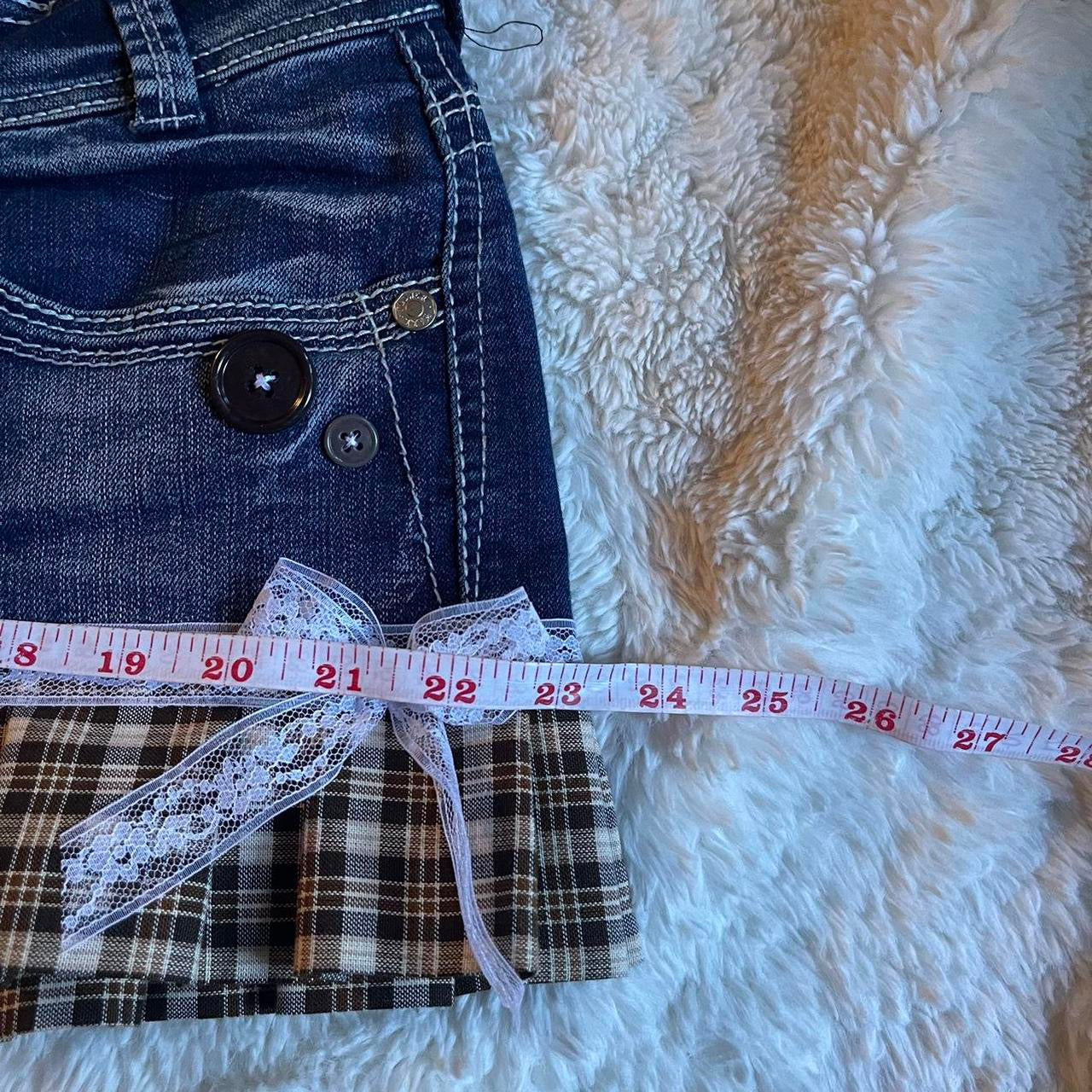 ୨୧ reworked OOAK vintage 70s brooklyn baby princess micro mini denim skirt with trim, lace and bows