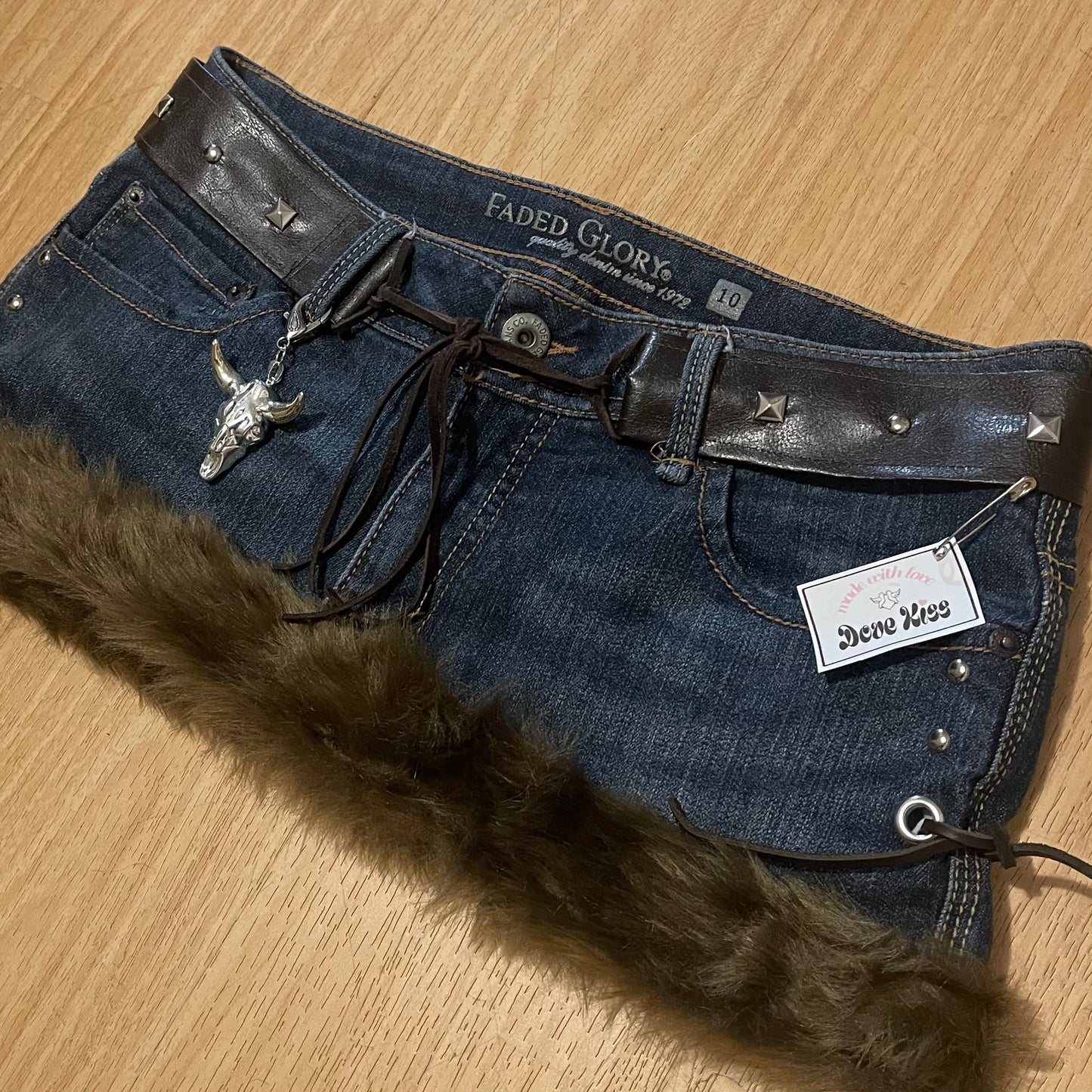 ୨୧ reworked OOAK y2k grunge micro mini skirt