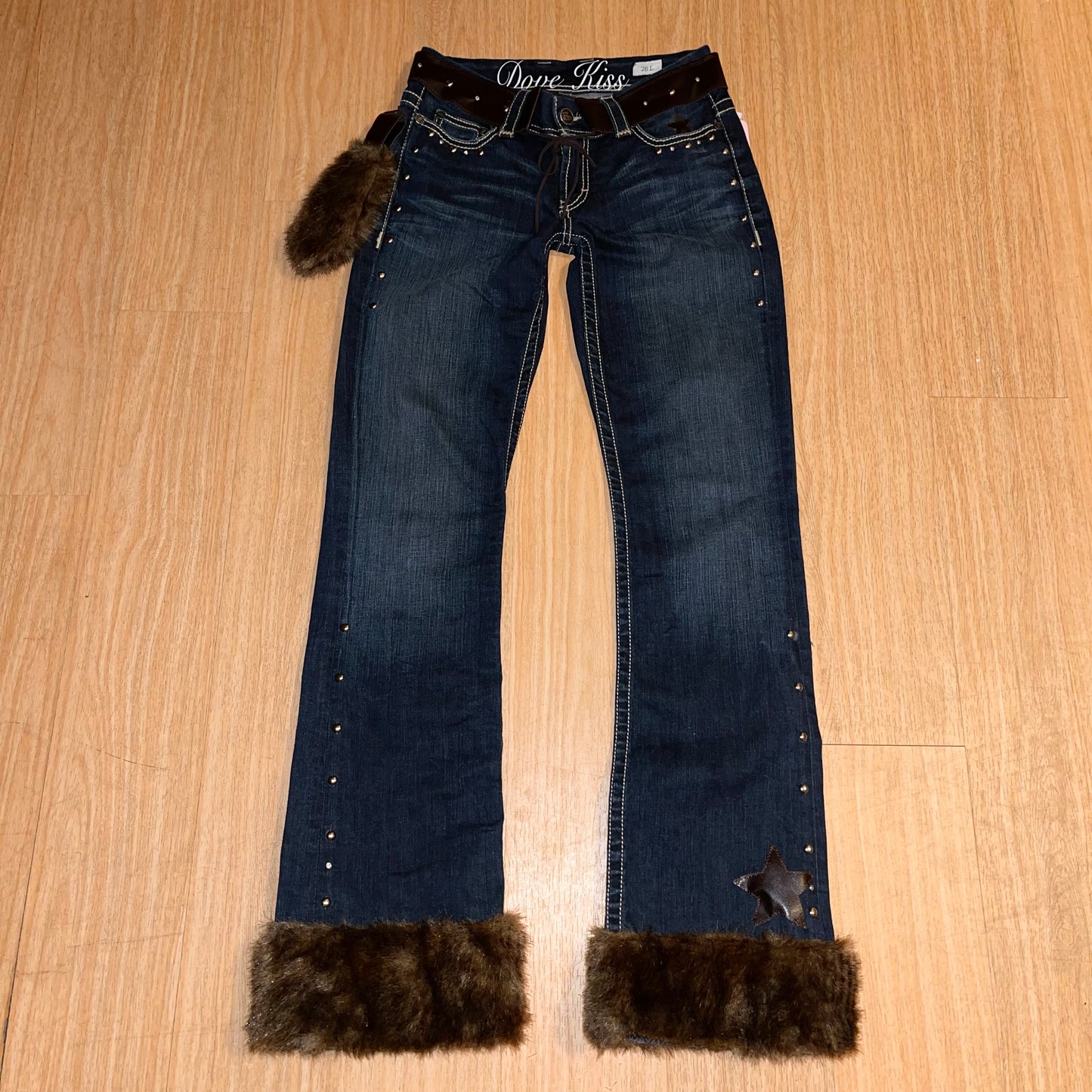 The “SHOWSTOPPER” Diva Faux Fur Trim Jeans - SIZE 26L