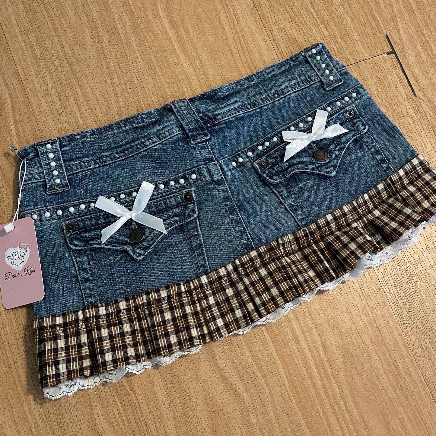 Reworked/Upcycled 70s Brooklyn Baby Diva Mini Skirt (with lace & embellishments)
