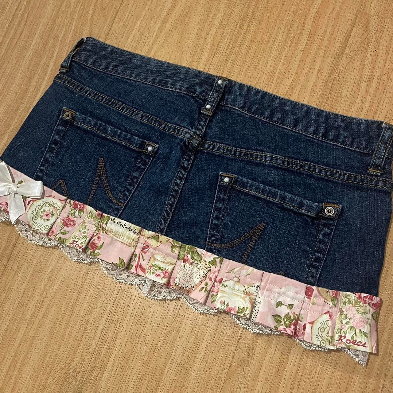 𓏲ּ𝄢 Royal Kawaii Princess Mini Denim Skirt - SIZE L
