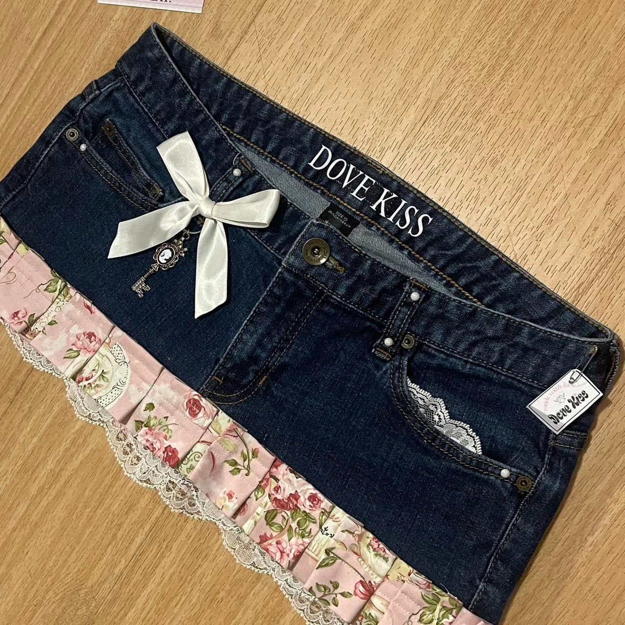 𓏲ּ𝄢 Royal Kawaii Princess Mini Denim Skirt - SIZE L