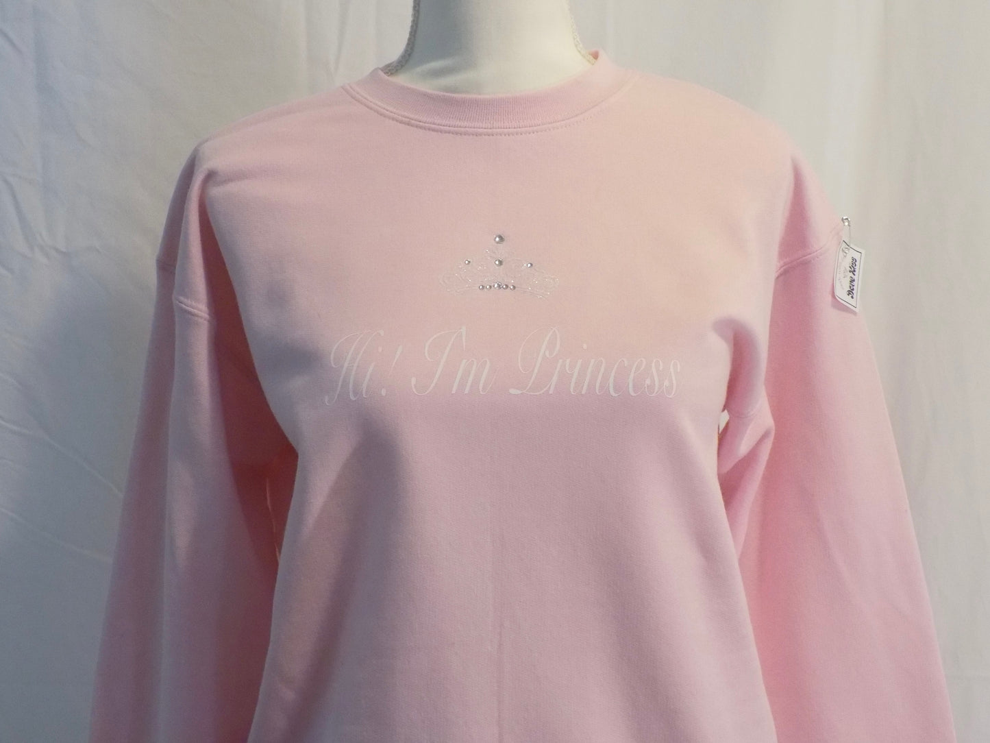 𓏲ּ𝄢 ‘Hi! I’m Princess’ Baby Pink Sweatshirt with Rhinestones