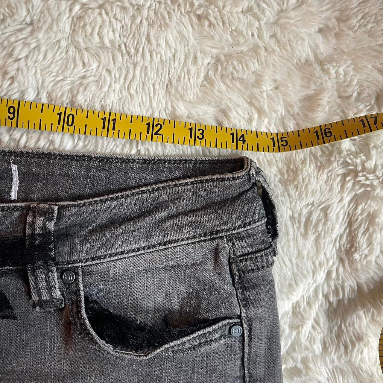 ୨୧ reworked OOAK 2000s sweetheart denim micro gray mini skirt with dice charms, lace trim & black silky bows